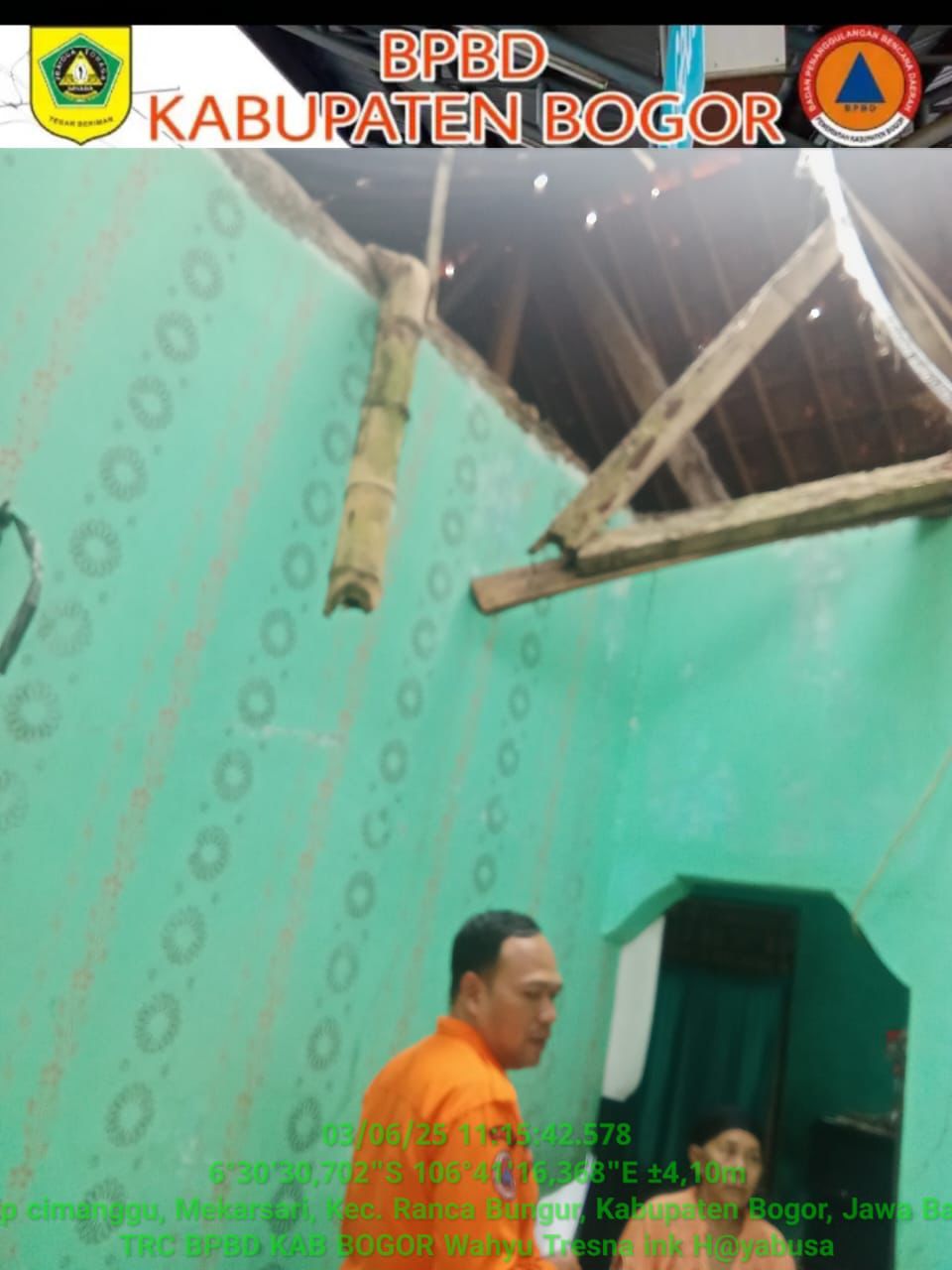 Angin Kencang Rusakkan Rumah di Desa Mekarsari Kecamatan Rancabungur