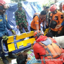 TIM REAKSI CEPAT BPBD Kabupaten Bogor Telah Melaksanakan Penanganan dan Evakuasi pasca gempa bumi Kabupaten Cianjur